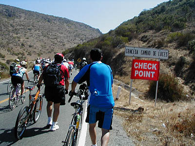 Rosarito to Ensenada Bike Ride - hill check point