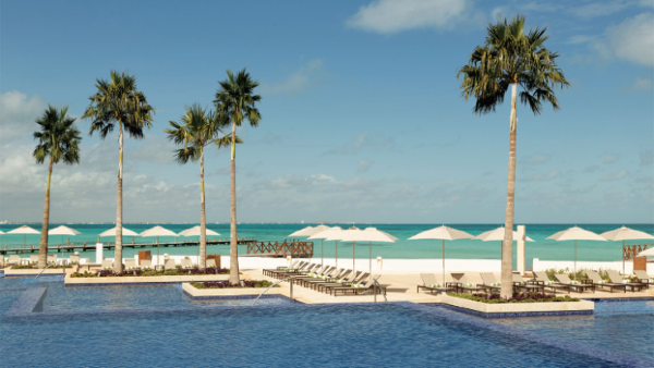 Cancun pools and palms
