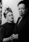 Frida Kahlo and Diego Rivera on their wedding day