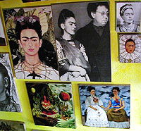 Frida Kahlo paintings in an art store, Copyright 2004 Mexonline.com