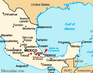 Map showing Veracruz, site of the French invasion